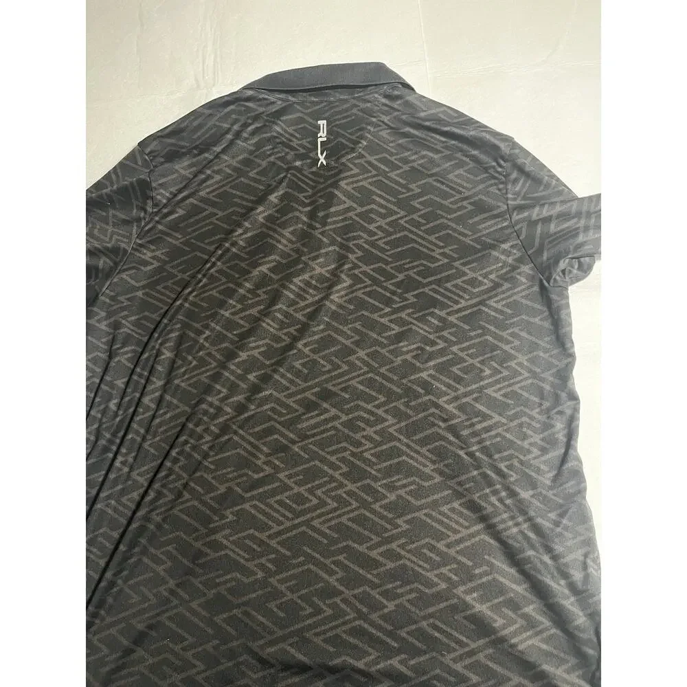 Ralph Lauren RLX Golf Polo Mens XL Black Pete Dye French Lick Geometric Shirt